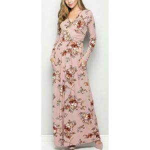 Mauve Floral Maxi Dress